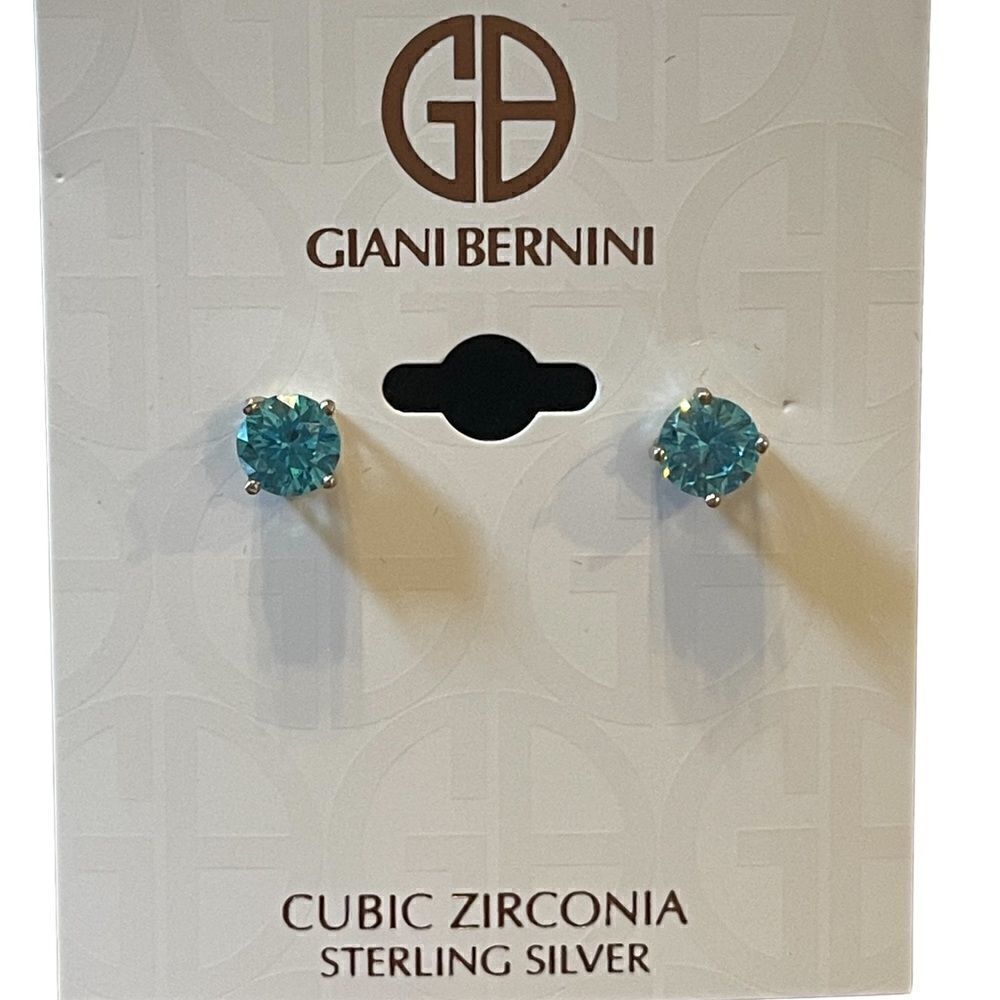 NWT Giani Bernini sterling silver blue crystal post earrings